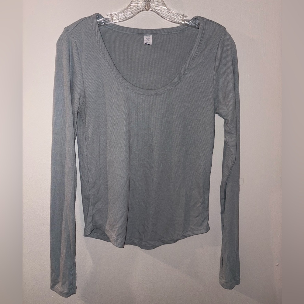 Gray ribbed long sleeve